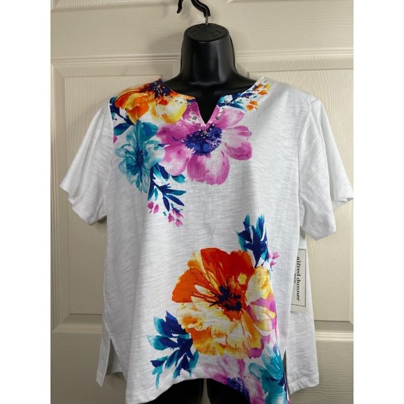 Alfred Dunner Knit Top Womens Size Petite Extra Large PXL Short Sleeve White NWT - Picture 3 of 11